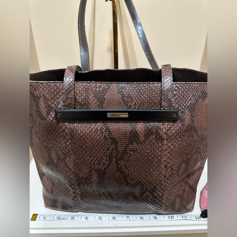 Gucci Python Open Tote W/Attached Pouch - image 7